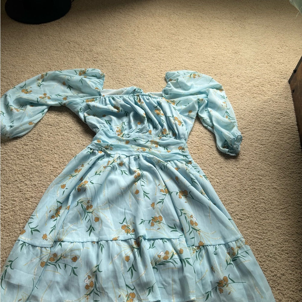 Amazon Light Blue Floral Mini Dress